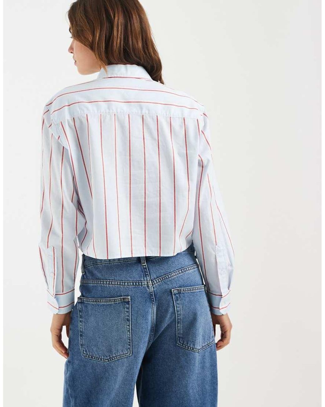Tommy Hilfiger White Cotton Relaxed Fit Cropped Shirt
