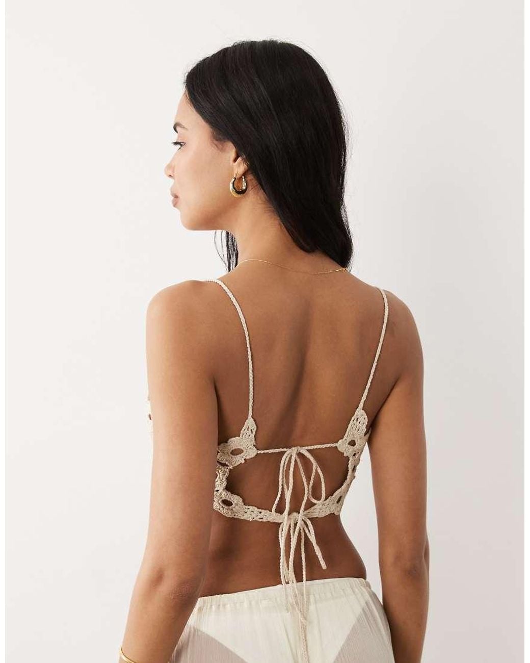 Miss Selfridge Natural Beach Crochet Bra Top