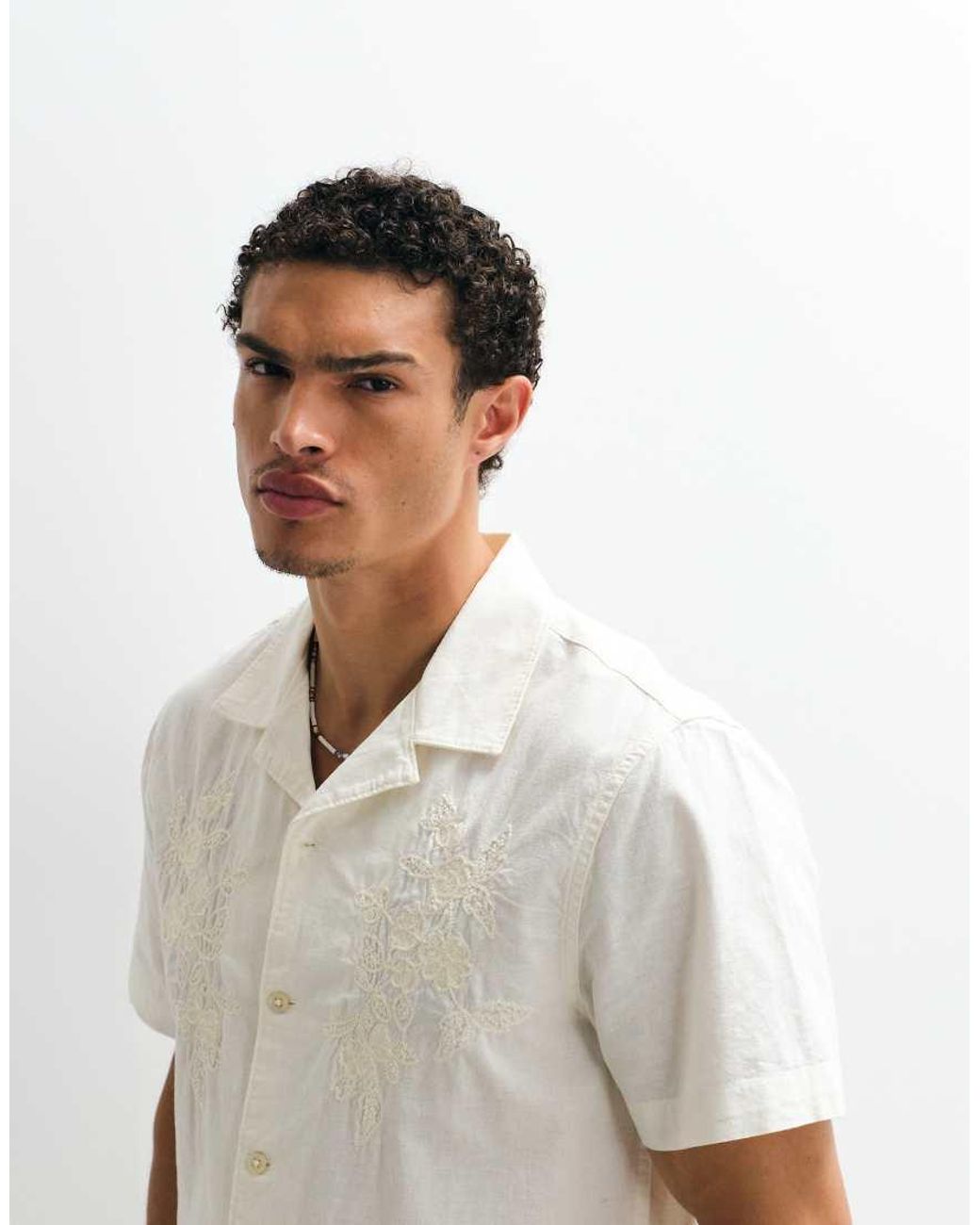 Levi's White Sunset Embroidered Short Sleeve Camp Shirt for men