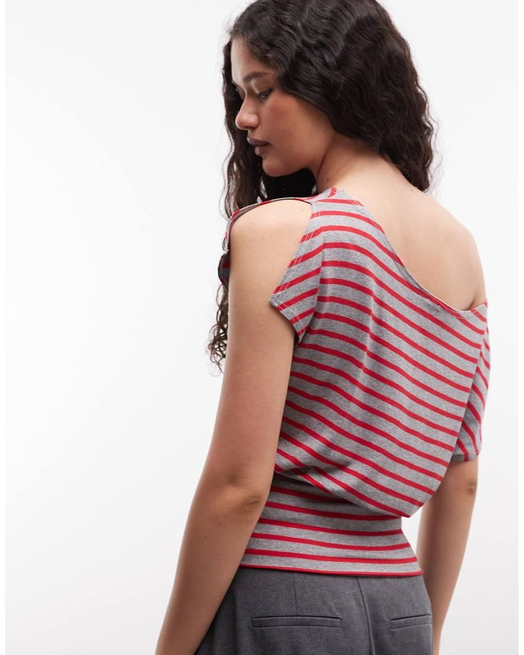 Collusion Red Off The Shoulder Top With Cinched Waist