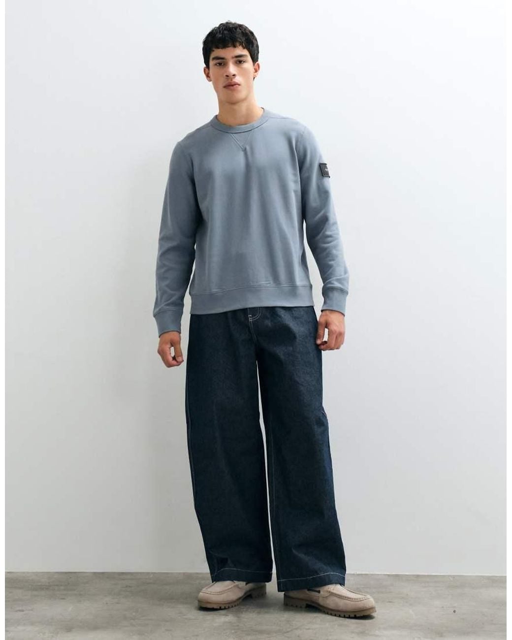 Calvin Klein Blue Terry Badge Sweatshirt for men
