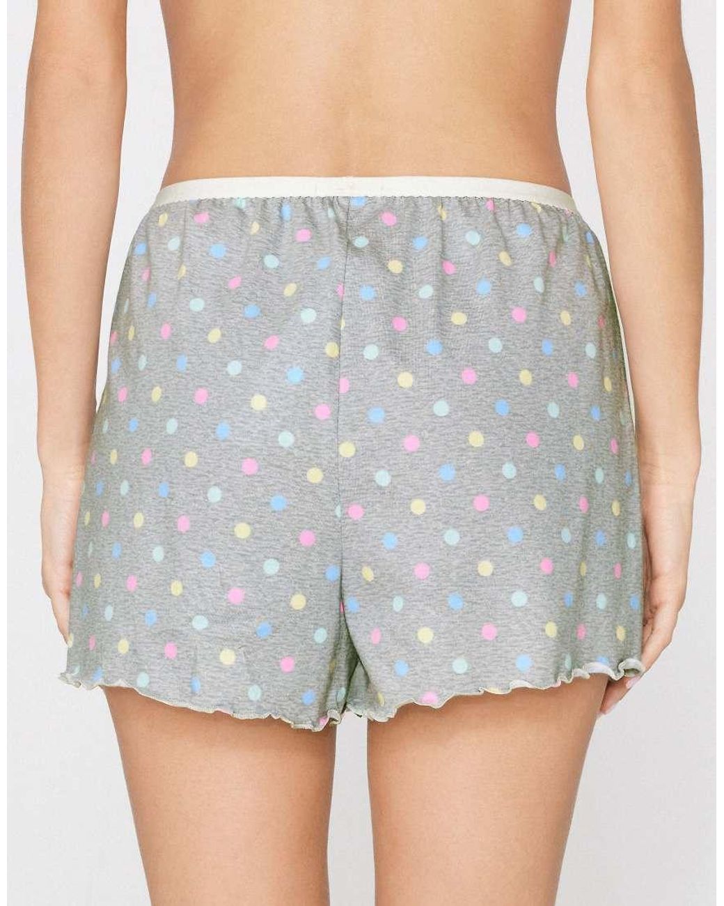 Tezenis Gray Printed Cotton Shorts With Rolled Hem