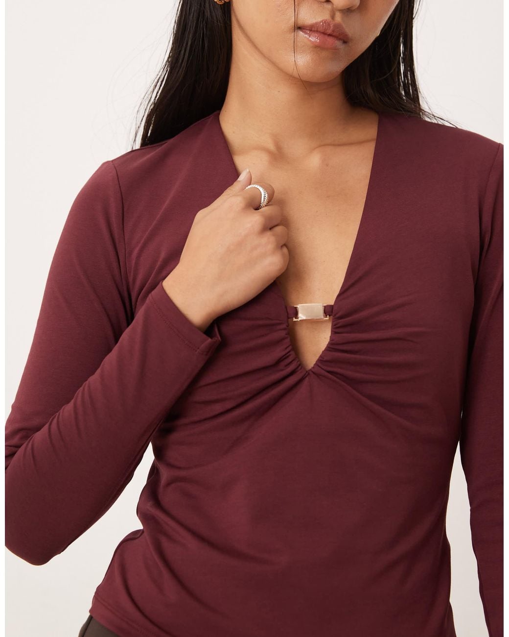 Abercrombie & Fitch Red – bh-freies, langärmliges oberteil