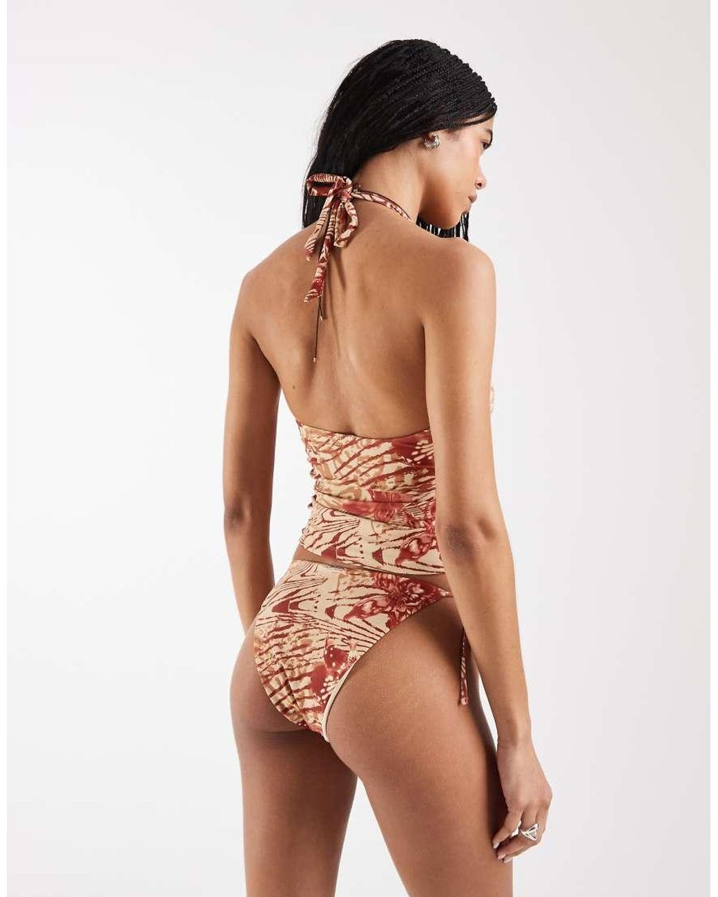 Reclaimed Vintage Brown Tie Side Bikini Bottom