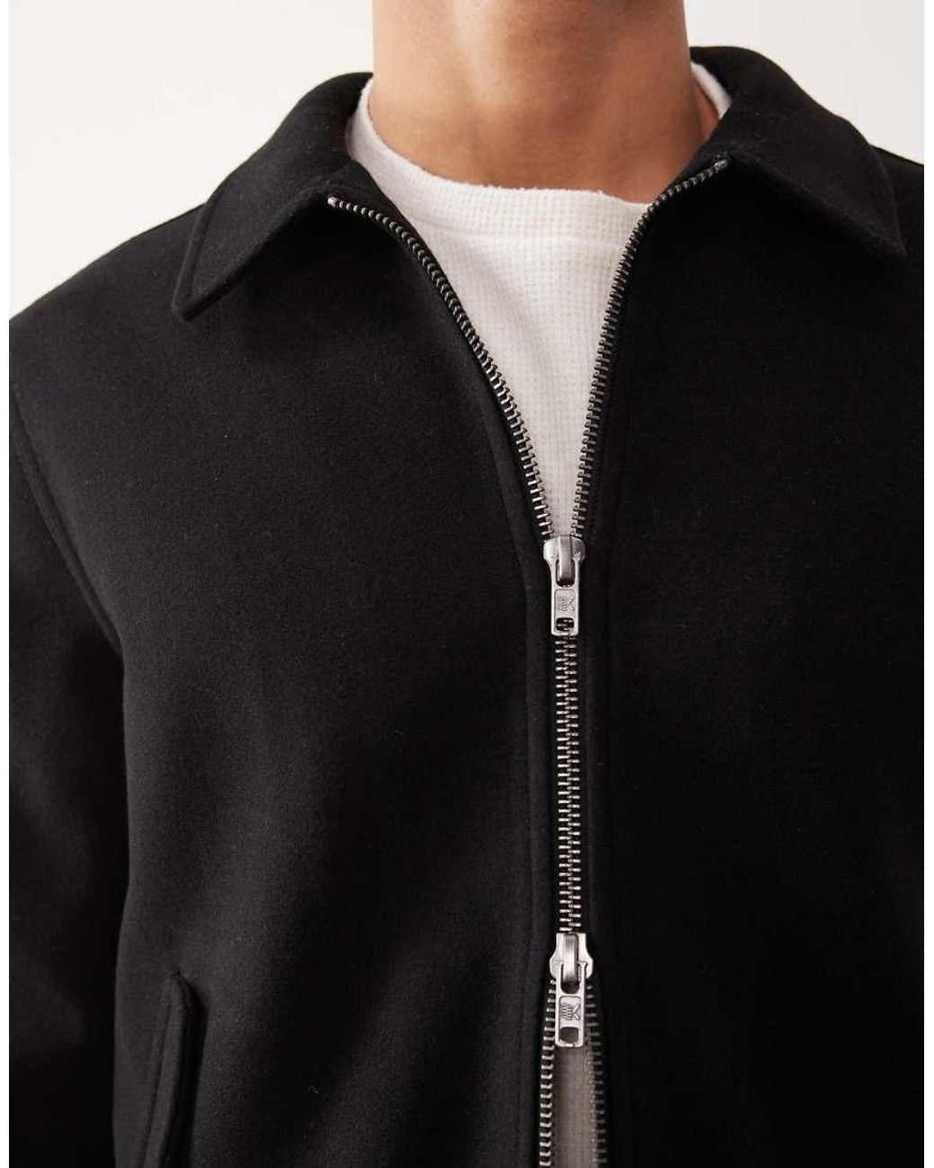 ASOS Blue Wool Look Harrington Jacket for men