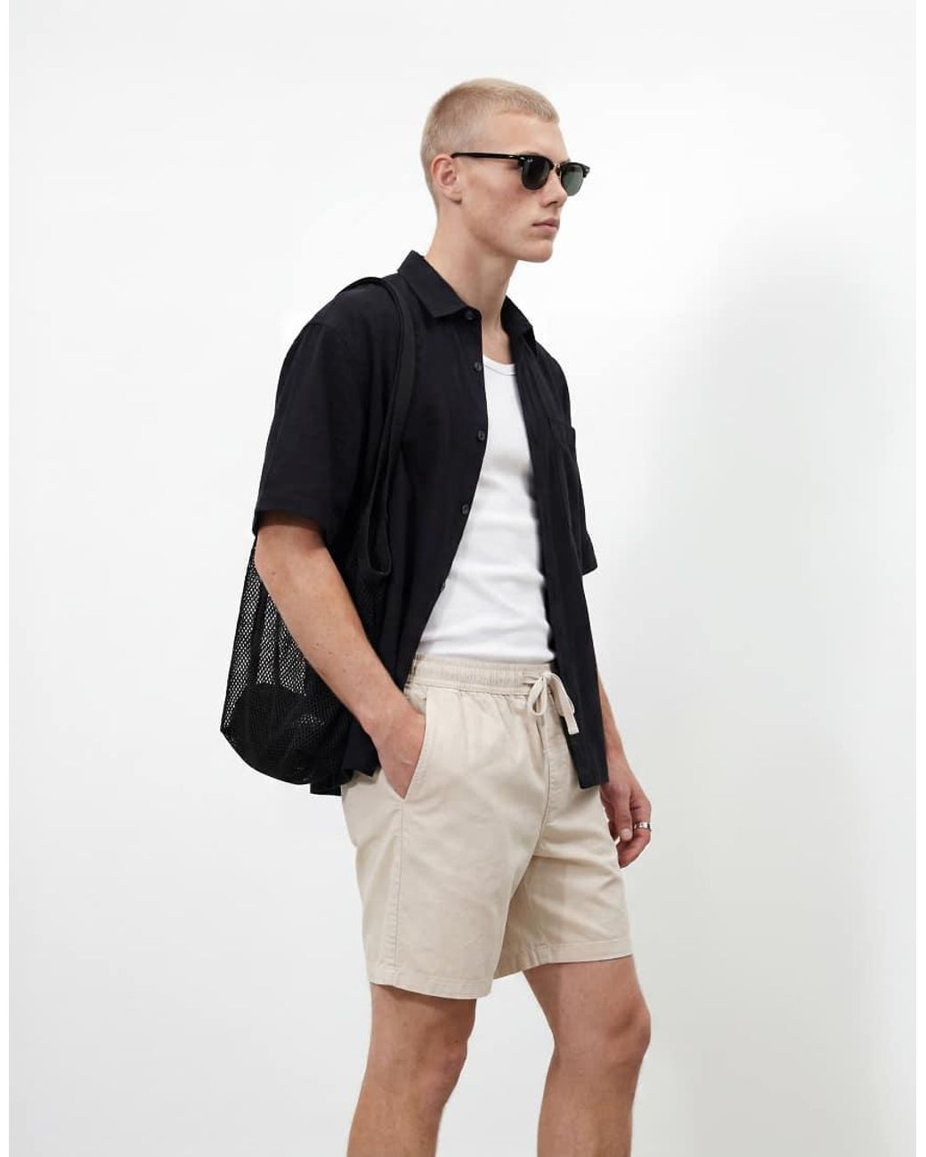 ASOS Green Short Length Linen Blend Shorts for men