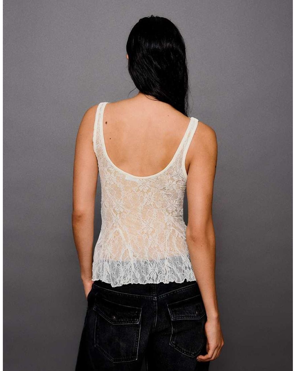Bershka Gray Lace Camisole