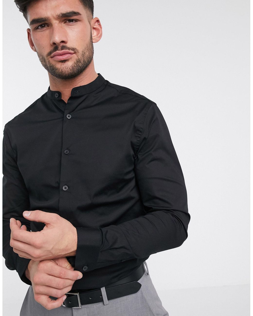 black skinny fit shirt