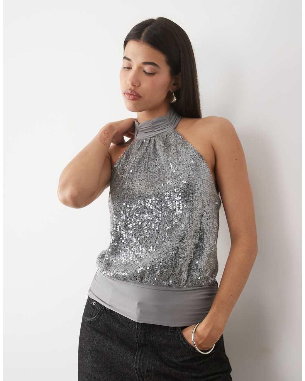 Motel Gray Saiya Halter Neck Top