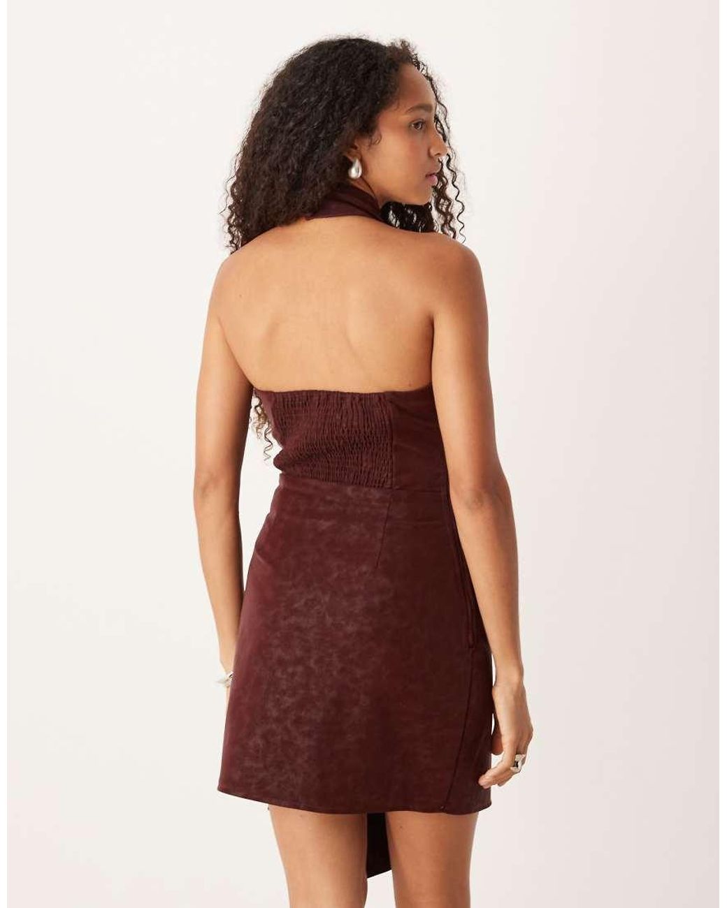 Amy Lynn Red Wraparound High Neck Mini Dress