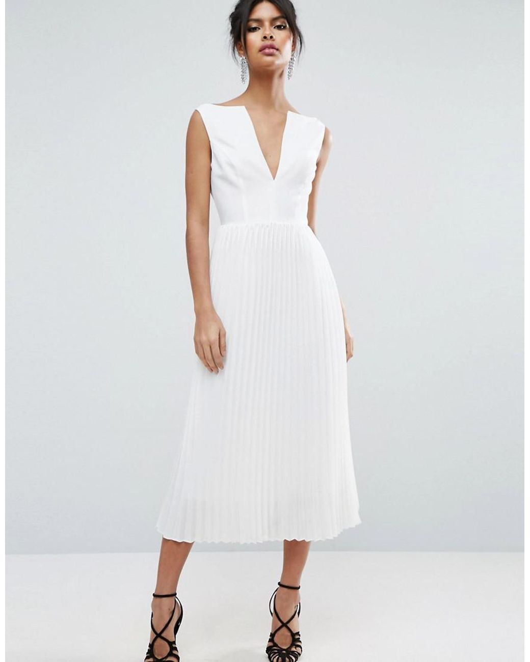 Asos white top pleated dress