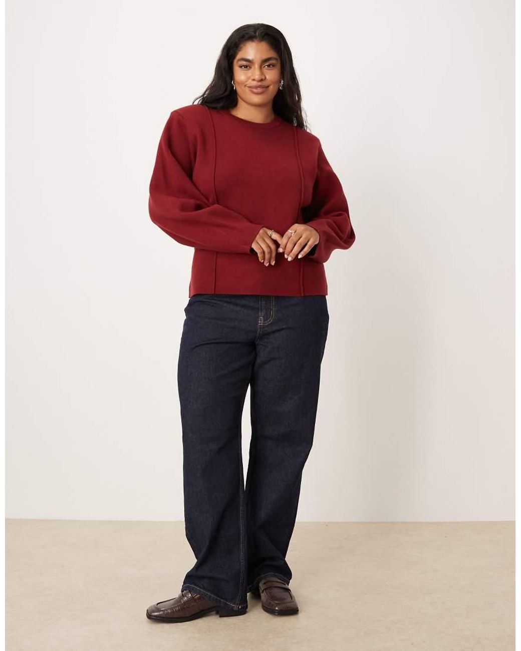ASOS Asos Design Curve Structured Waisted Jumper With Shoulder Pads