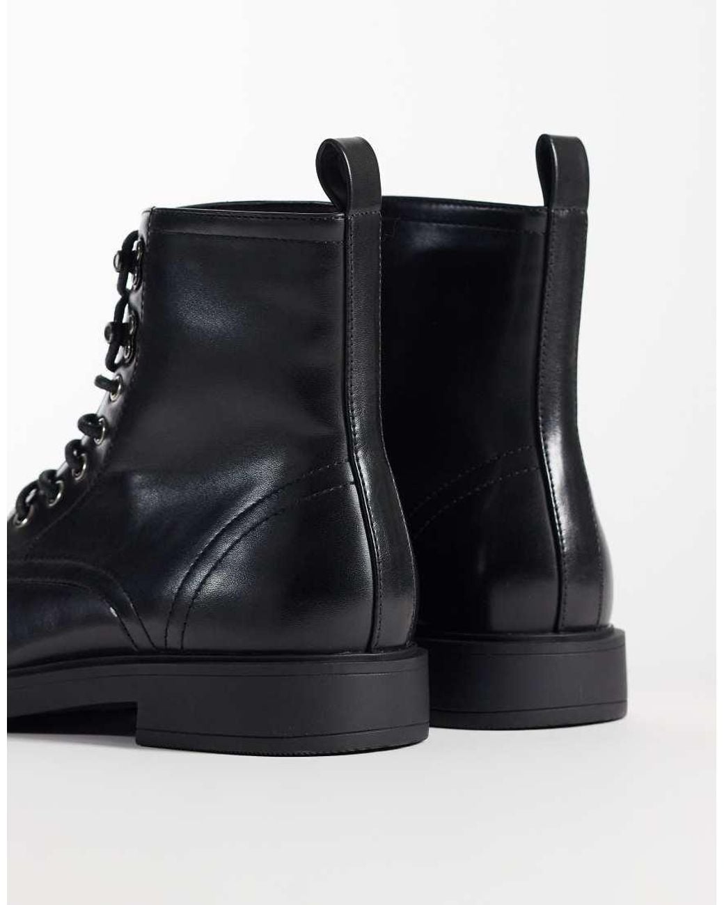 ASOS Black Lace Up Boots With Ski Hooks for men