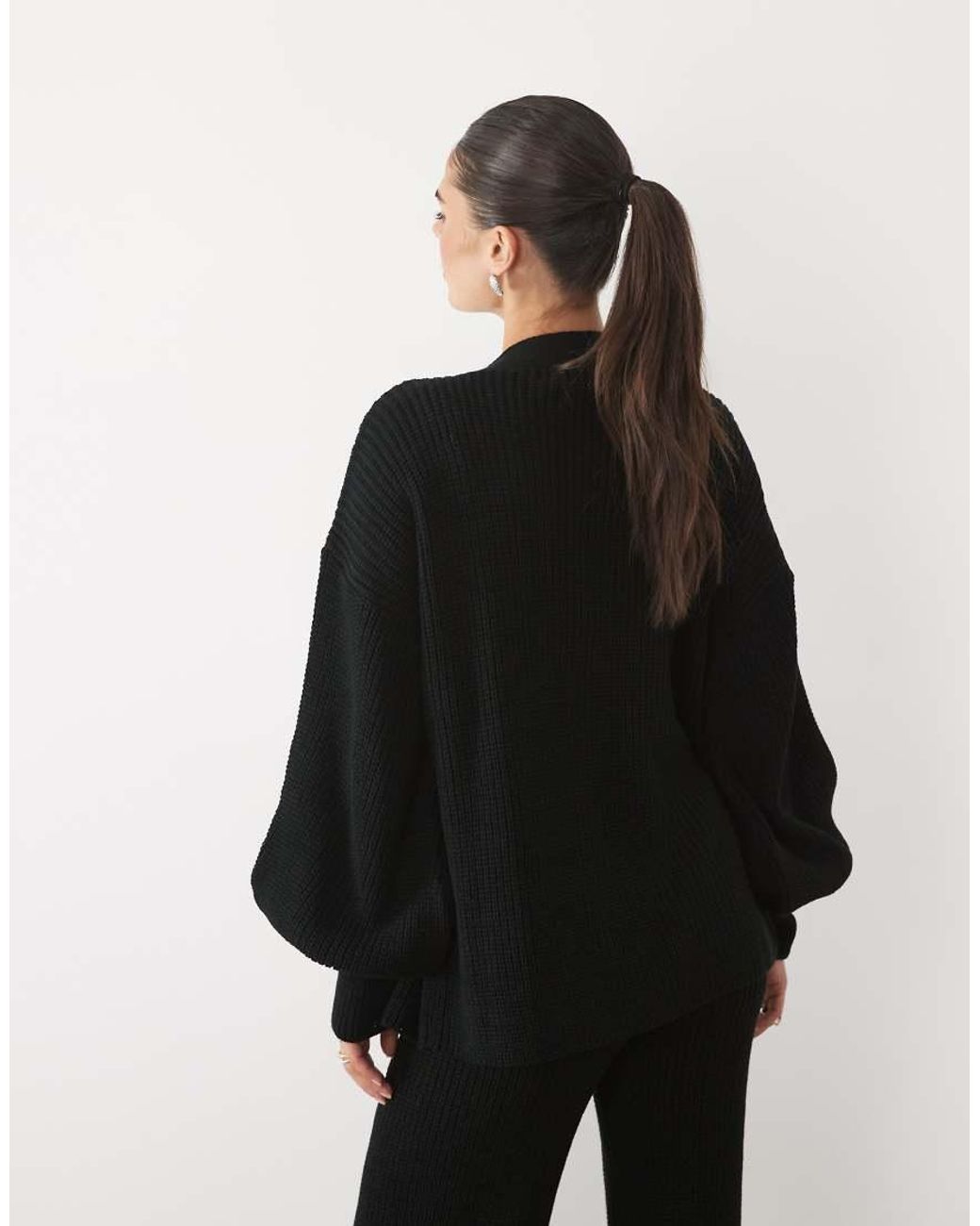 Missy Empire Black Balloon Sleeve Button Through Cardigan