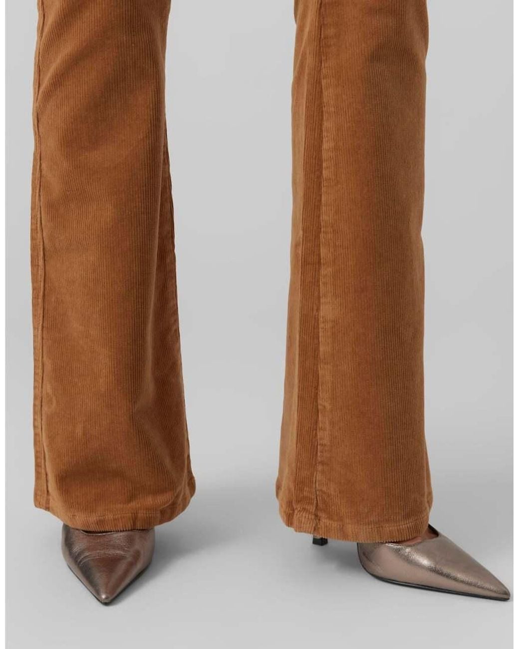 Vero Moda Siga Broek Met Hoge Taille En Wijduitlopende Pijpen in het Brown