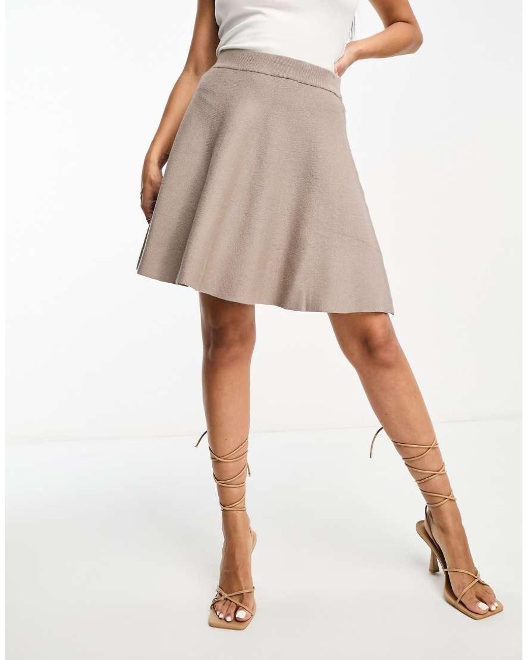 Y.A.S Natural Godet Knitted Mini Skirt