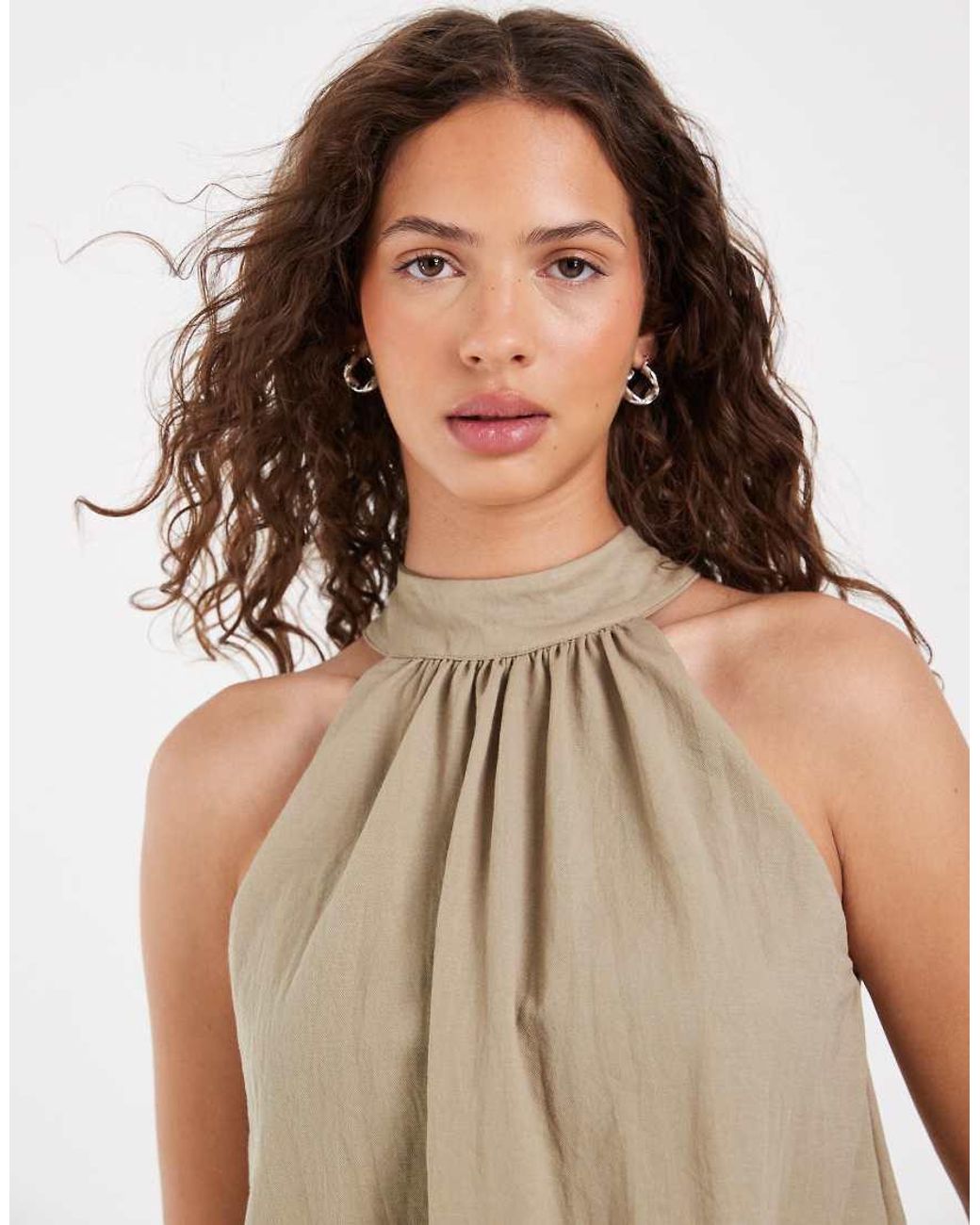 River Island Natural Linen-look Bubble Top