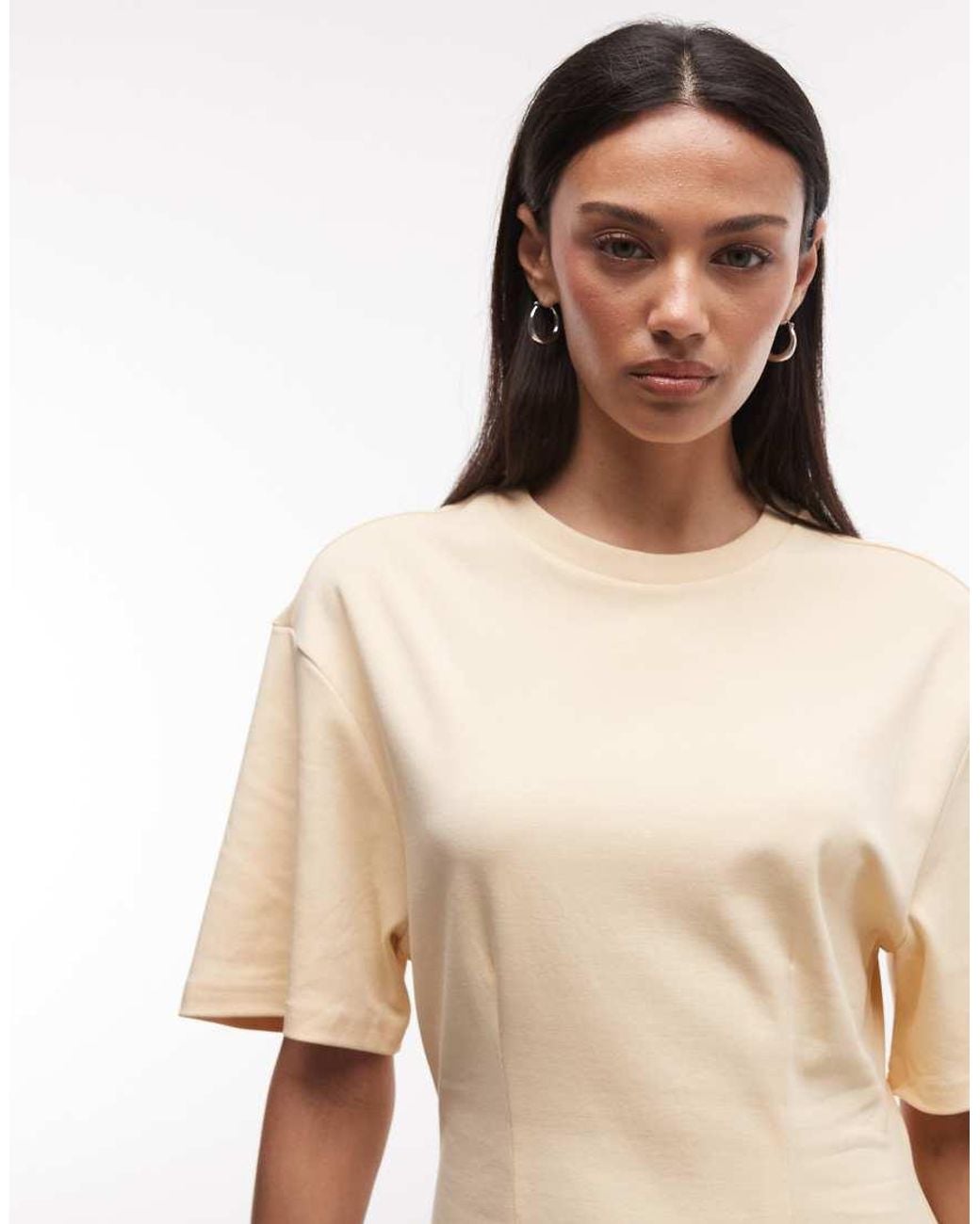 Monki Natural Cinched Waist T-shirt Mini Dress