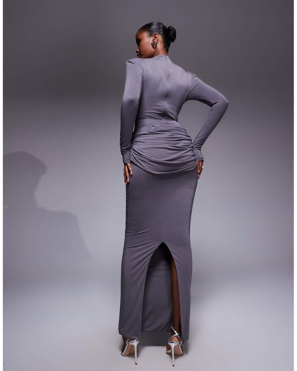 Wanderdoll Purple Ashtin Second Skin Drape Detail Maxi Skirt Co-Ord