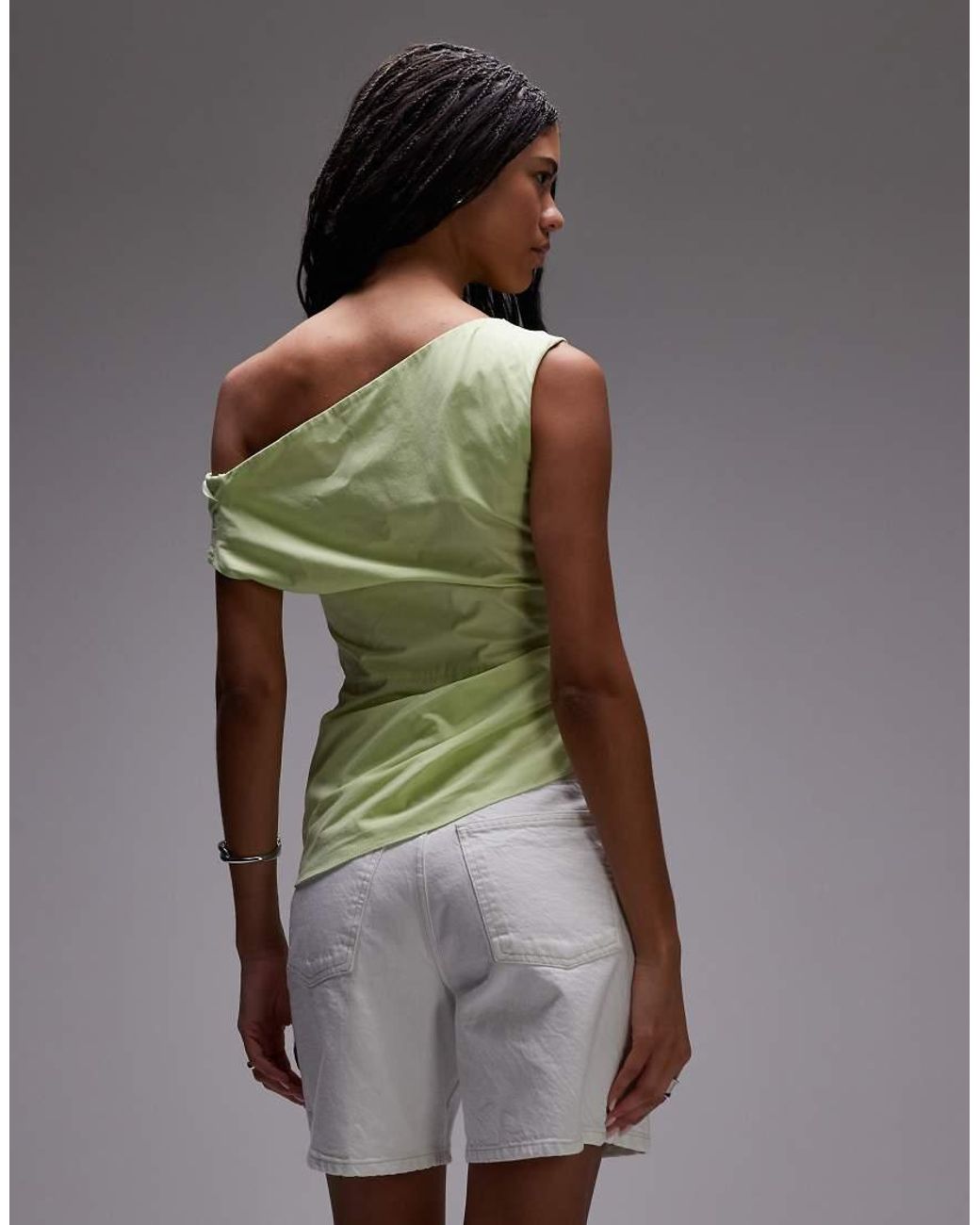 TOPSHOP Green Draped Tuckside Top