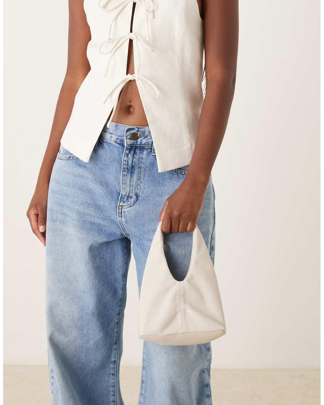 Mango Natural Faux Leather Slouchy Bag With Statement Handle