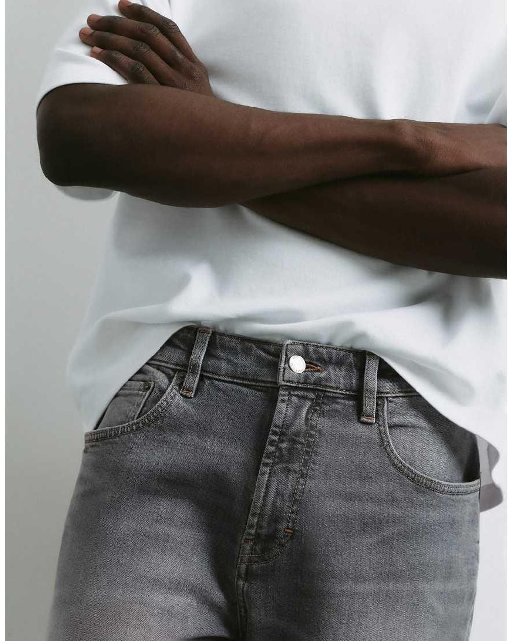 Pull&Bear Gray Slim Fit Jeans for men