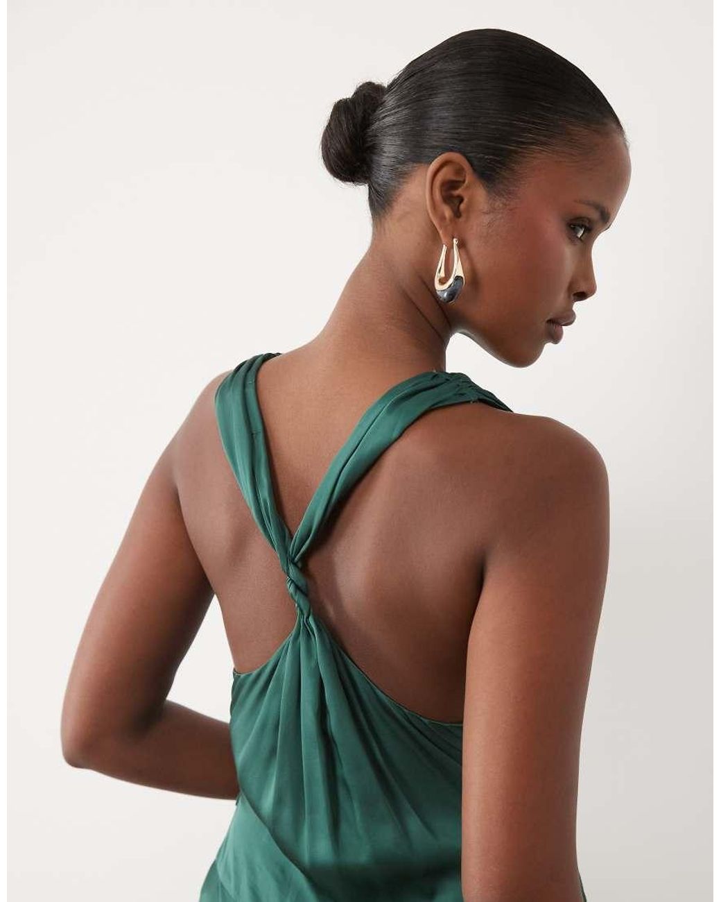 ASOS Green Premium Plunge Modal Satin Maxi Dress