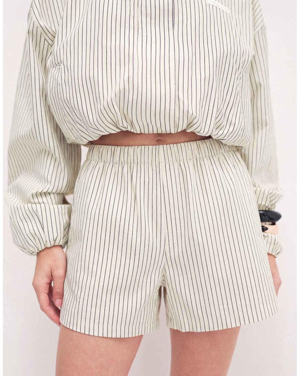 CERNUCCI White Stripe Nylon Pull-On Shorts Co-Ord