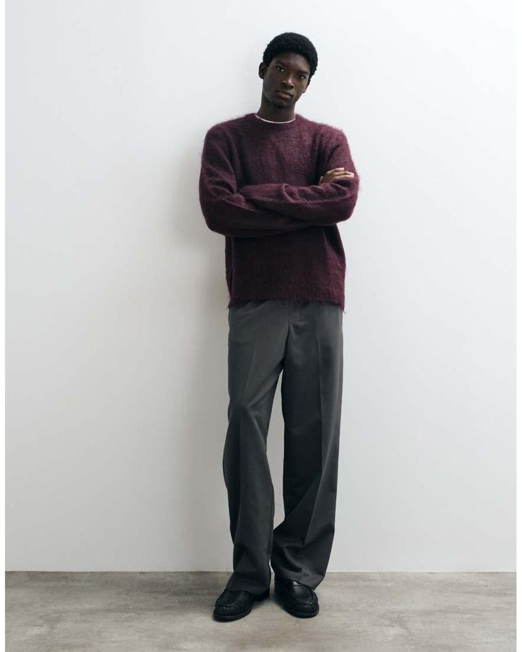 ASOS Blue Oversized Knitted Mohair Jumper for men