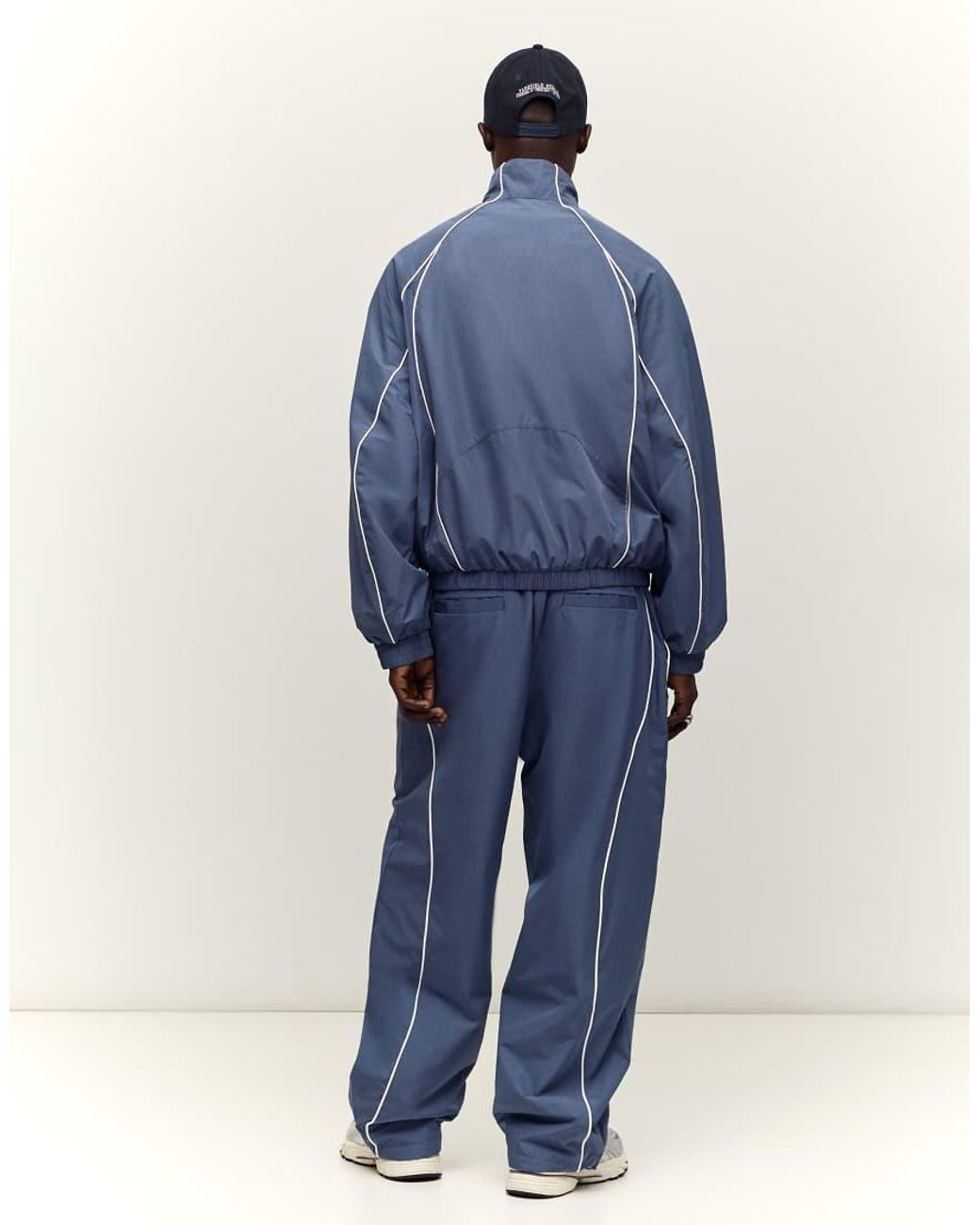 Bershka Blue Technical baggy Trousers for men