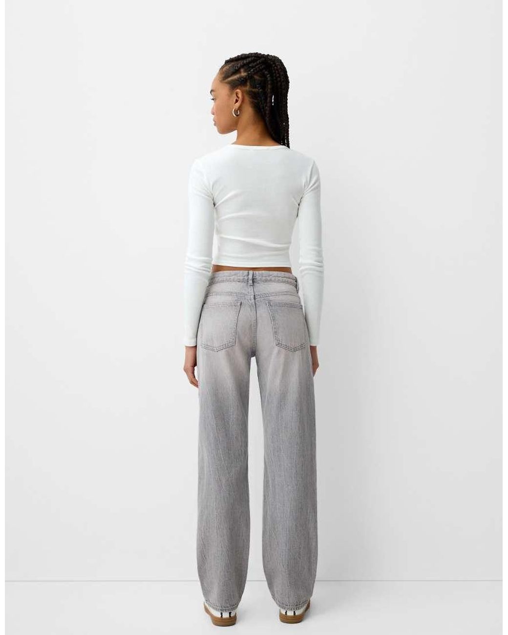Bershka Gray Straight Fit Jeans