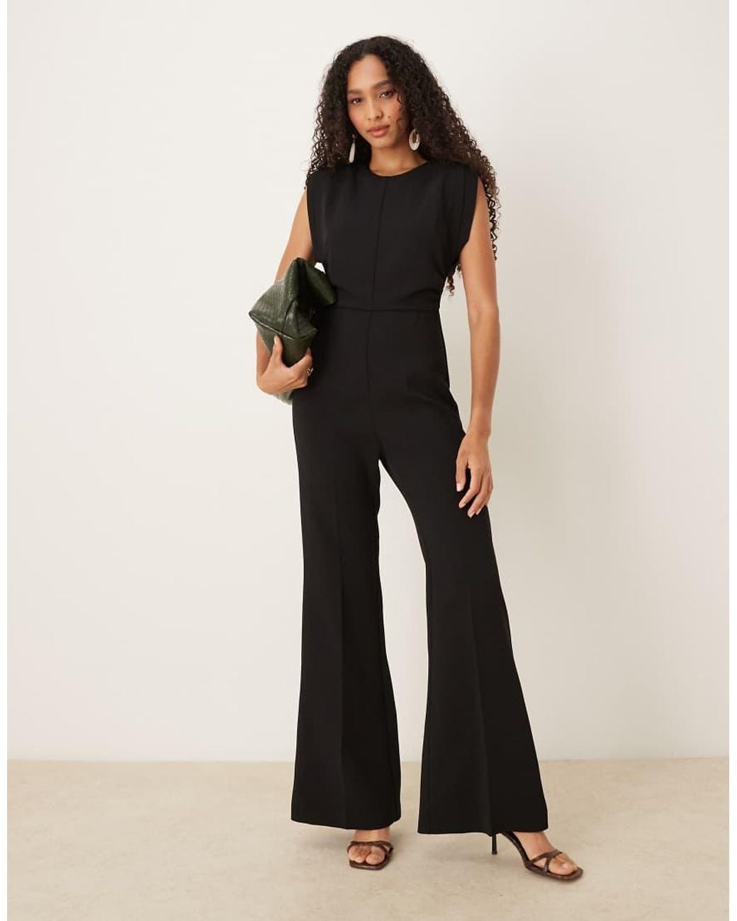 Mango Black Sleeveless Flared Jumpsuit