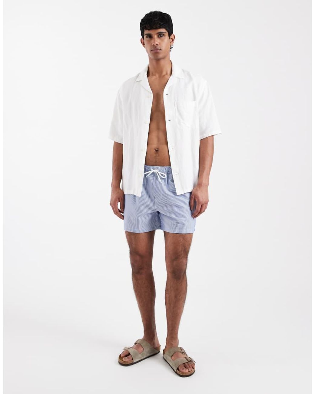New Look White Mid Length Swim Shorts for men
