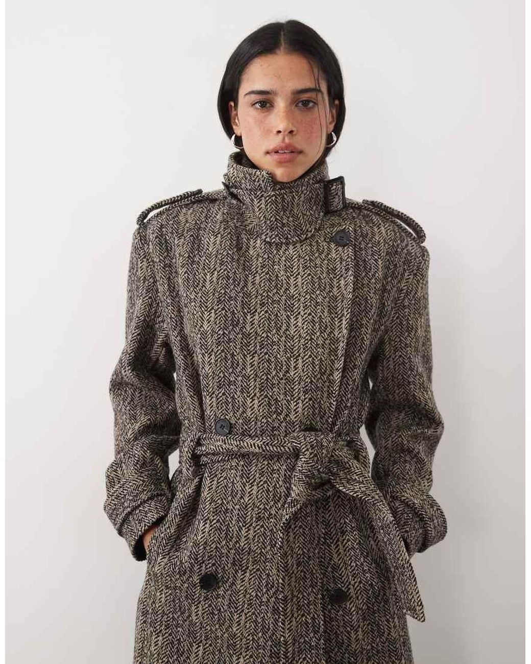 4th & Reckless Multicolor Collared Double Breasted Longline Dressy Coat