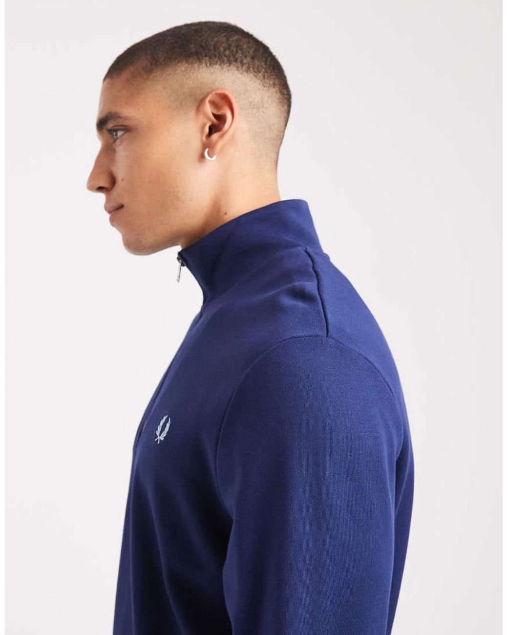 Fred Perry Blue Tipped Half Zip Sweatshirt for men