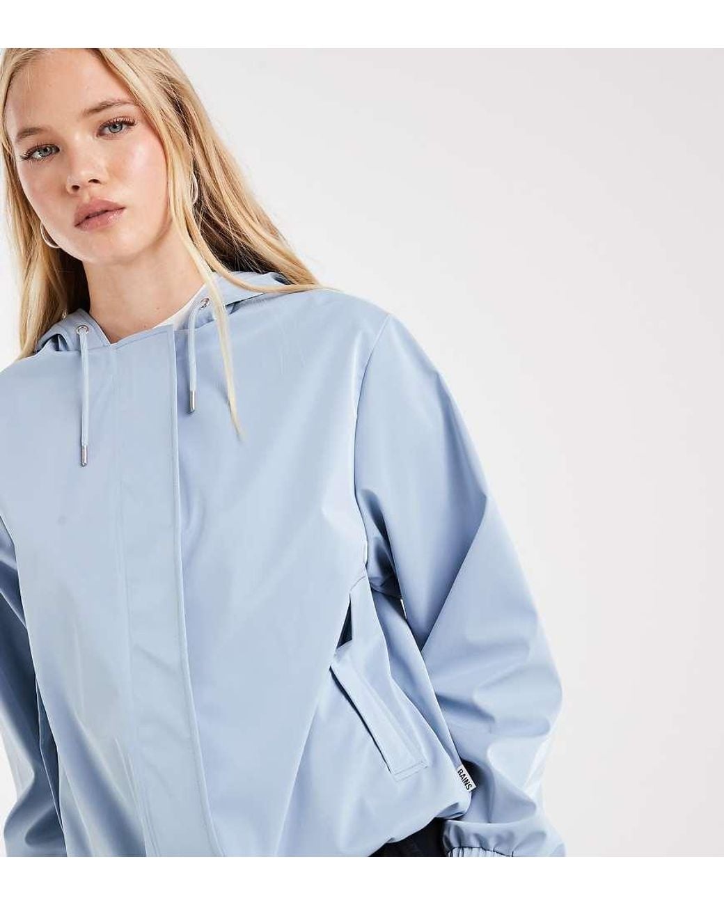 Rains Blue X Asos Exclusive 18040 String Waterproof Hooded Jacket