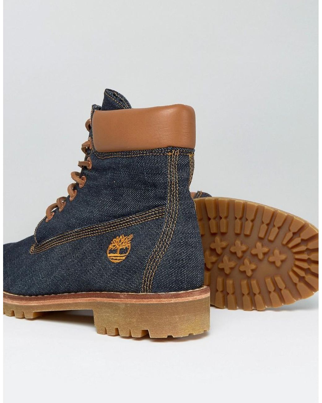 Timberland Classic 6 Inch Denim Premuim Boots in Blue for Men | Lyst