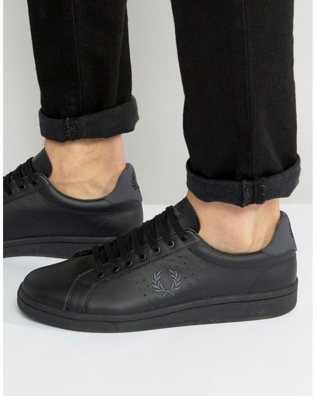 Fred Perry B721 Leather Sneakers in Black for Men | Lyst Australia