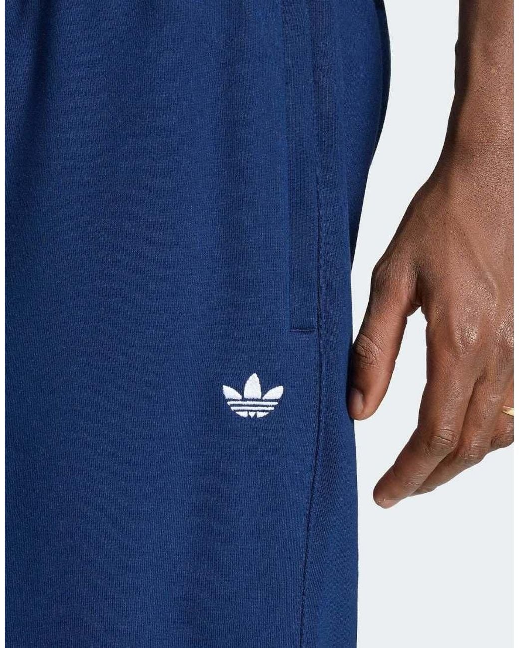 Adidas Originals Blue Trefoil Essentials Open Hem Pants for men