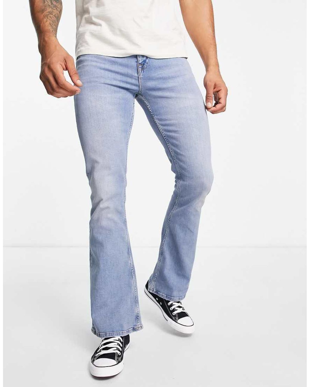 Vaqueros De Campana Elásticos Con Lavado Claro Vintage De ASOS de hombre de color Blue