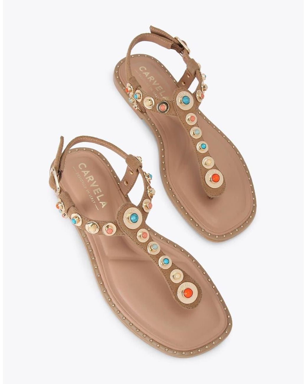 Carvela Kurt Geiger Natural Amalfi T Bar Sandal Flat Sandals
