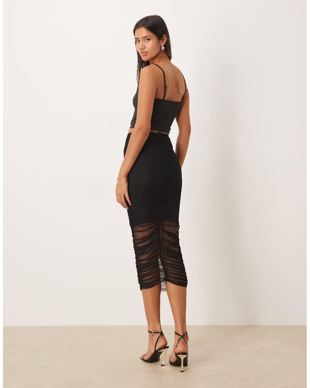 NARRATED Natural Ruched Maxi Skirt