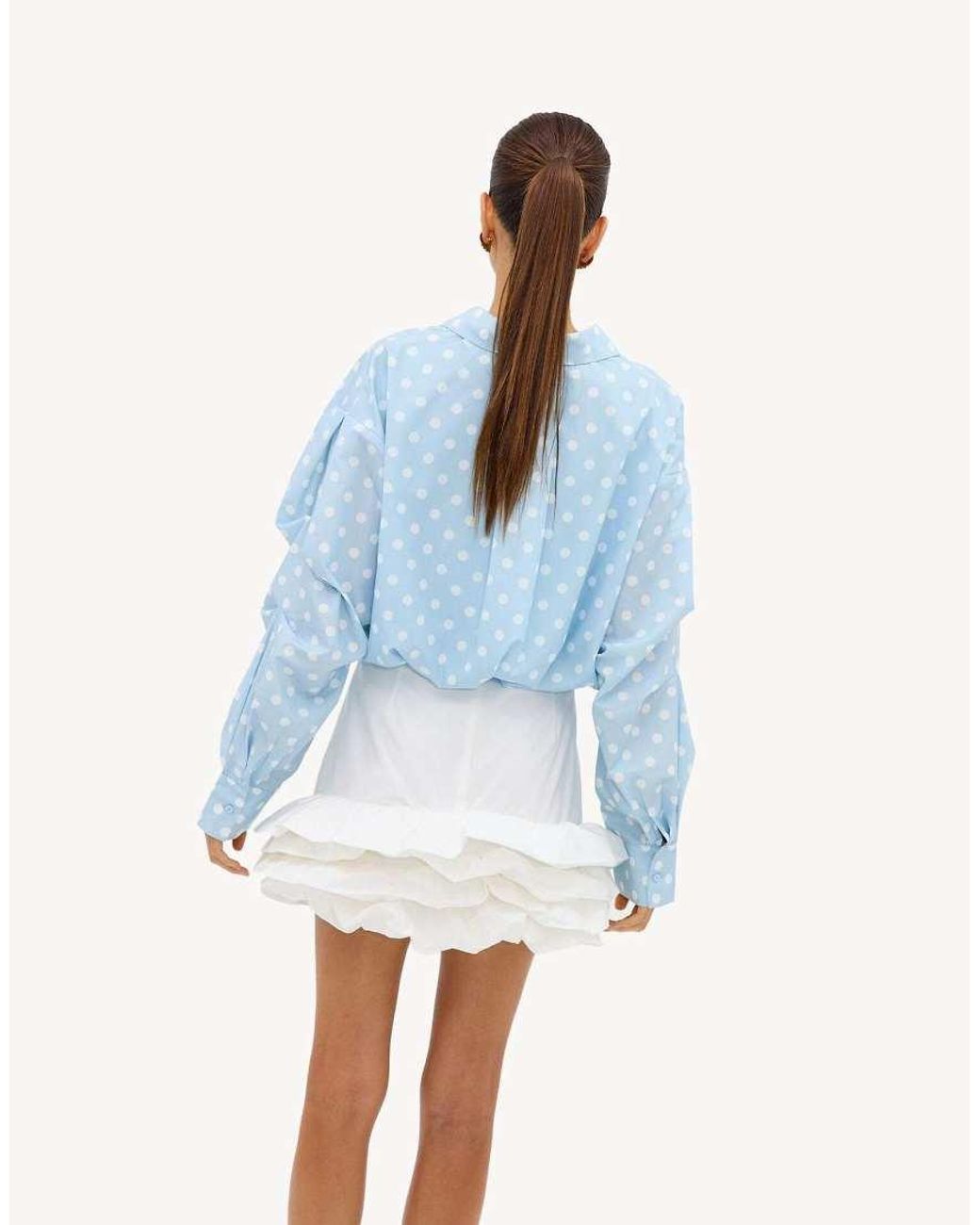 Loavies Blue Let Spring Begin Light Polka-Dot Blouse