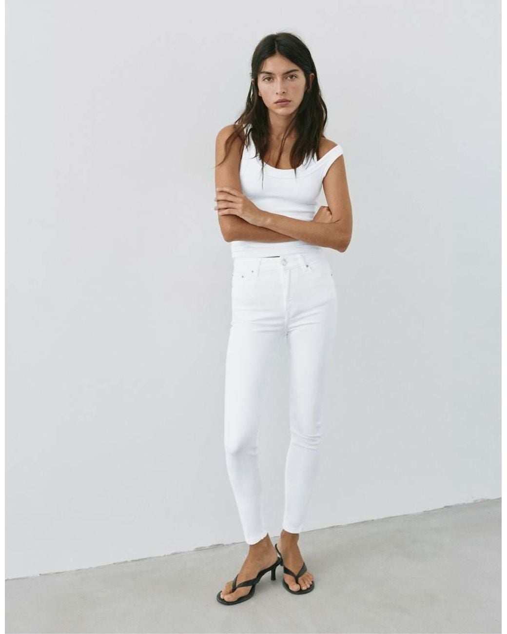 Pull&Bear White High-Waist Skinny Jeans
