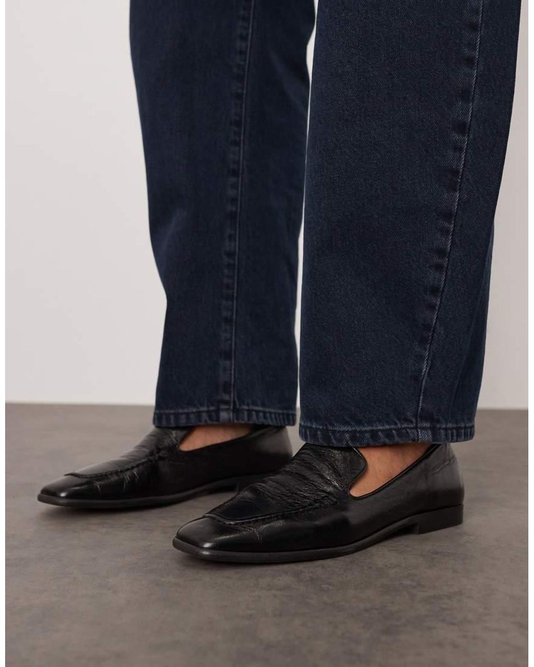 ARRANGE Blue Alba Premium Leather Minimal Loafers