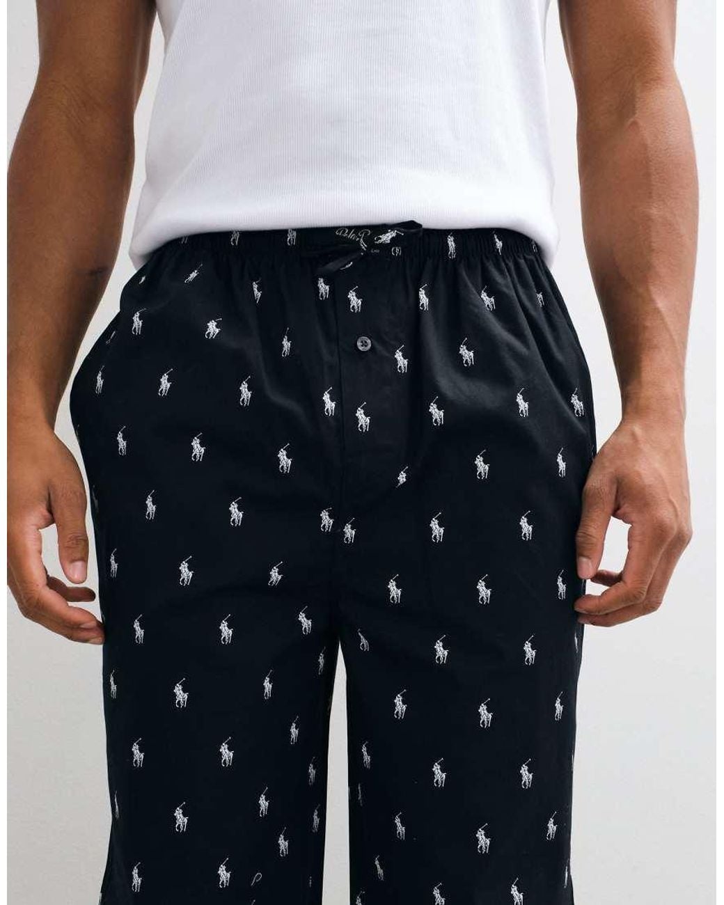 Polo Ralph Lauren Blue Lounge Pants With All Over Logo for men