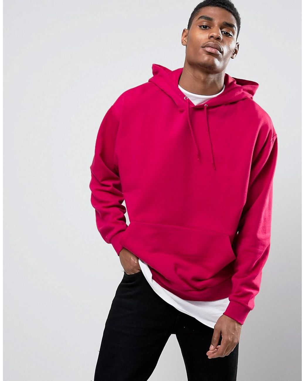 ASOS Oversized Hoodie In Pink for Men | Lyst UK