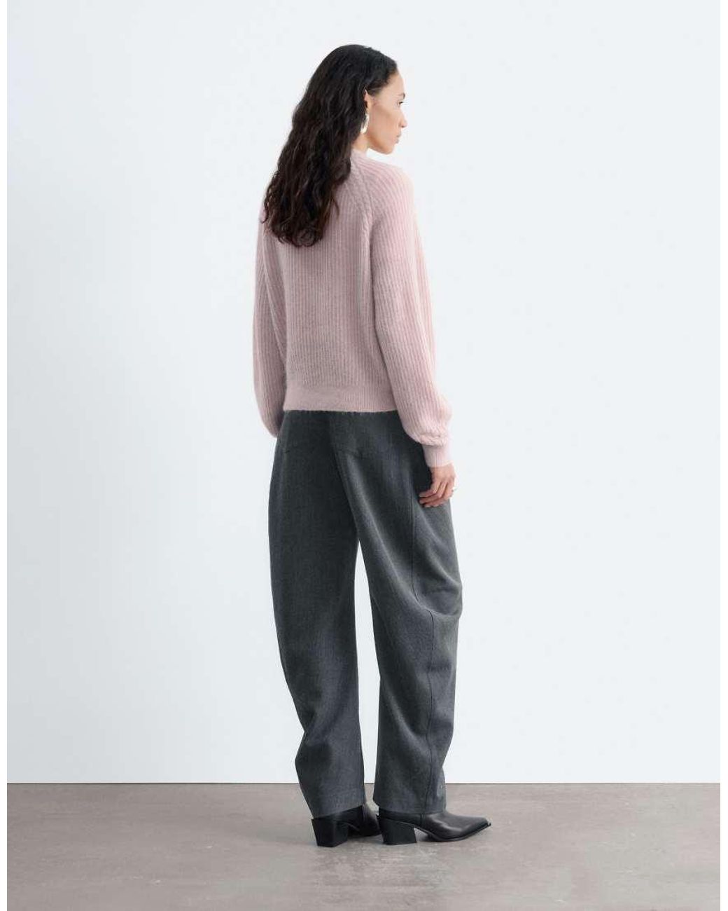 & Other Stories Pink Mohair Blend Jumper With Cable Detail