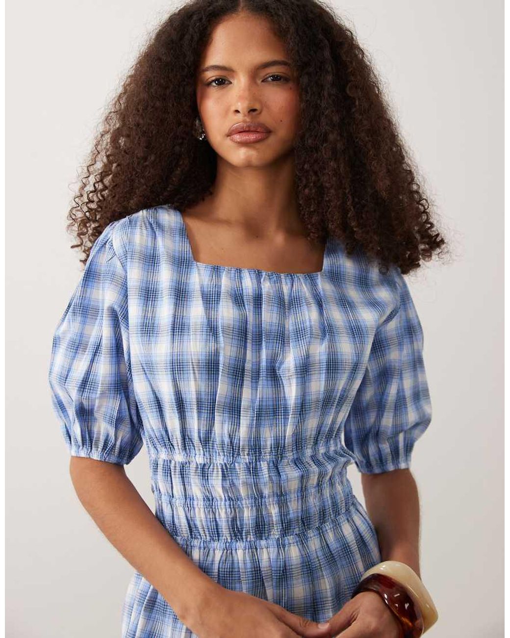 Wednesday's Girl Blue Wednesdays Girl Shirred Waist Tie Back Playsuit