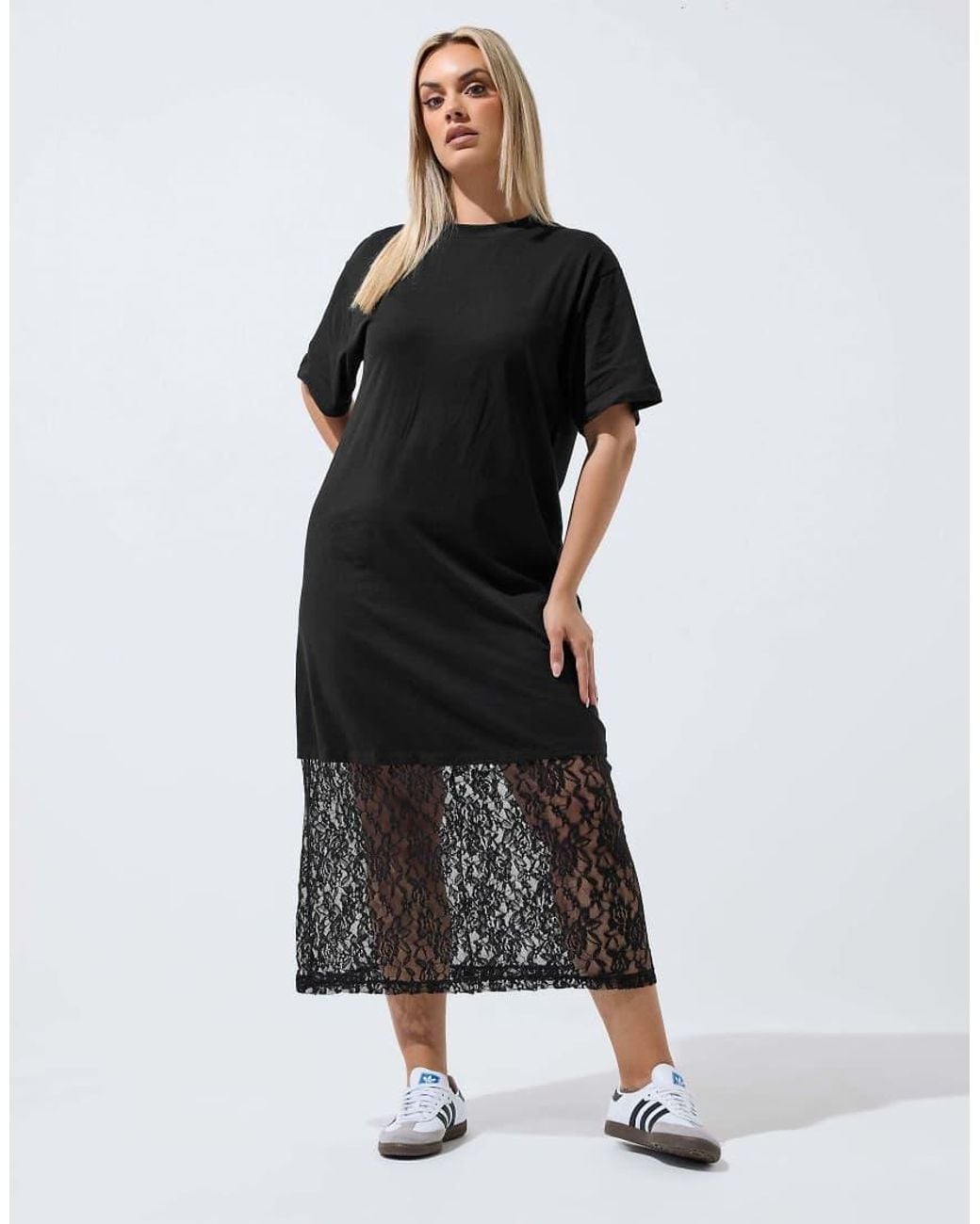 Yours Clothing Black Lace Trim Maxi Dress